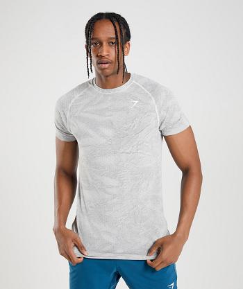 Gymshark Geo Seamless Muške T Shirts Bijele Svijetlo Sive | HR 2402NWY